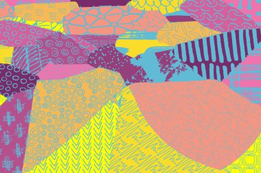 Soyut siyah darbeler, El, Vektör Deseni 'ni çizdi. Geometrik tarzda soyut arkaplan. Soyut çok renkli geometrik desen.