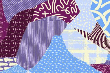 Soyut siyah darbeler, El, Vektör Deseni 'ni çizdi. Geometrik tarzda soyut arkaplan. Soyut çok renkli geometrik desen.