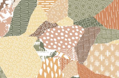 Soyut siyah darbeler, El, Vektör Deseni 'ni çizdi. Geometrik tarzda soyut arkaplan. Soyut çok renkli geometrik desen.