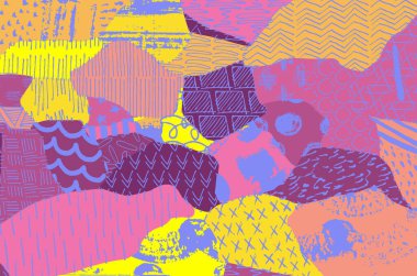 Soyut siyah darbeler, El, Vektör Deseni 'ni çizdi. Geometrik tarzda soyut arkaplan. Soyut çok renkli geometrik desen.