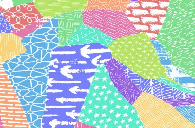 Soyut siyah darbeler, El, Vektör Deseni 'ni çizdi. Geometrik tarzda soyut arkaplan. Soyut çok renkli geometrik desen.