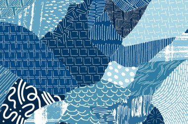 Soyut siyah darbeler, El, Vektör Deseni 'ni çizdi. Geometrik tarzda soyut arkaplan. Soyut çok renkli geometrik desen.