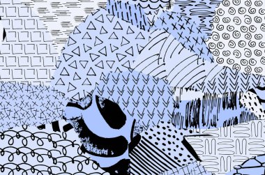 Soyut siyah darbeler, El, Vektör Deseni 'ni çizdi. Geometrik tarzda soyut arkaplan. Soyut çok renkli geometrik desen.