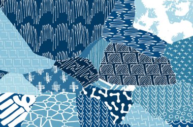 Soyut siyah darbeler, El, Vektör Deseni 'ni çizdi. Geometrik tarzda soyut arkaplan. Soyut çok renkli geometrik desen.