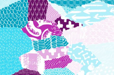 Soyut siyah darbeler, El, Vektör Deseni 'ni çizdi. Geometrik tarzda soyut arkaplan. Soyut çok renkli geometrik desen.