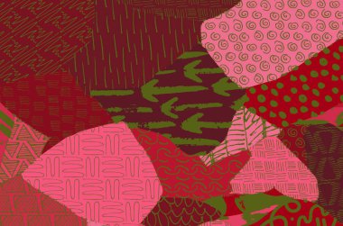 Soyut siyah darbeler, El, Vektör Deseni 'ni çizdi. Geometrik tarzda soyut arkaplan. Soyut çok renkli geometrik desen.