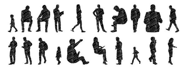 Vector Silhouettes Outline Silhouettes People Contour Drawing People Silhouette Icon — 스톡 벡터