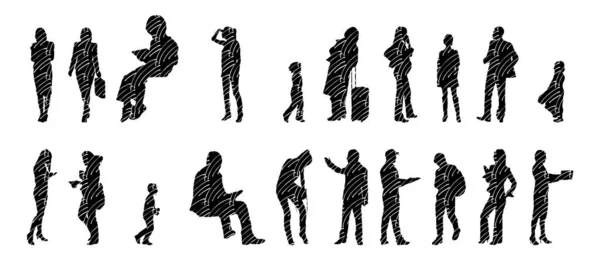 Vector Silhouettes Outline Silhouettes People Contour Drawing People Silhouette Icon — 스톡 벡터