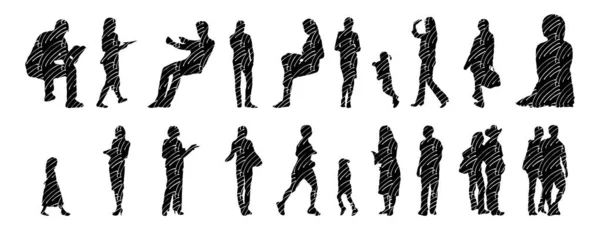 Vector Silhouettes Outline Silhouettes People Contour Drawing People Silhouette Icon — 스톡 벡터