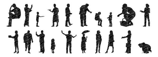 Vector Silhouettes Outline Silhouettes People Contour Drawing People Silhouette Icon — 스톡 벡터