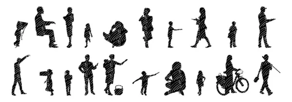 Vector Silhouettes Outline Silhouettes People Contour Drawing People Silhouette Icon — Stock Vector