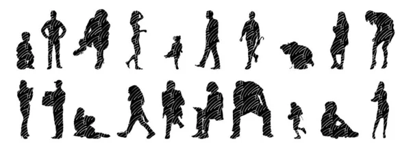 Vector Silhouettes Outline Silhouettes People Contour Drawing People Silhouette Icon — 스톡 벡터