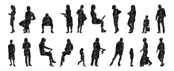 Vector Silhouettes Outline Silhouettes People Contour Drawing People Silhouette Icon — 스톡 벡터