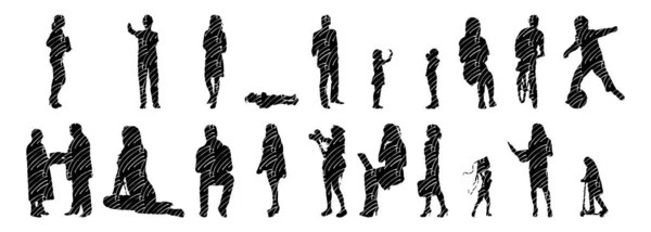 Vector Silhouettes Outline Silhouettes People Contour Drawing People Silhouette Icon — 스톡 벡터