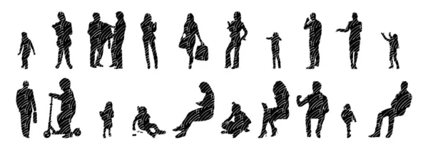 Vector Silhouettes Outline Silhouettes People Contour Drawing People Silhouette Icon — 스톡 벡터