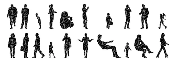 Vector Silhouettes Outline Silhouettes People Contour Drawing People Silhouette Icon — 스톡 벡터