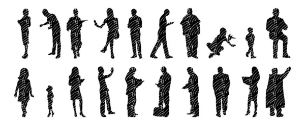 Vector Silhouettes Outline Silhouettes People Contour Drawing People Silhouette Icon — 스톡 벡터