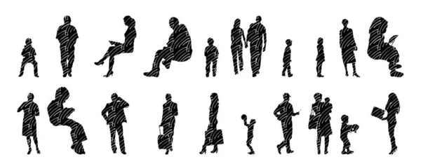 Vector Silhouettes Outline Silhouettes People Contour Drawing People Silhouette Icon — 스톡 벡터