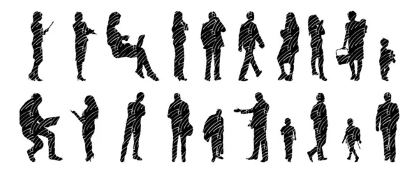 Vector Silhouettes Outline Silhouettes People Contour Drawing People Silhouette Icon — 스톡 벡터