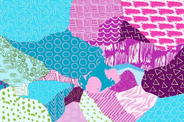 Soyut siyah konturlar, el vektör desen çizdi. Geometrik tarzı Retro soyut desen. Soyut çok renkli geometrik desen.