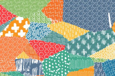 Soyut siyah konturlar, el vektör desen çizdi. Geometrik tarzı Retro soyut desen. Soyut çok renkli geometrik desen.