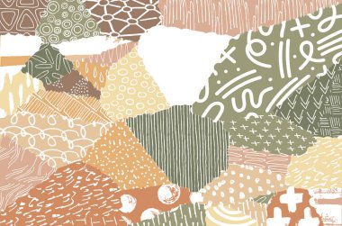 Soyut siyah konturlar, el vektör desen çizdi. Geometrik tarzı Retro soyut desen. Soyut çok renkli geometrik desen.