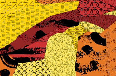 Soyut siyah konturlar, el vektör desen çizdi. Geometrik tarzı Retro soyut desen. Soyut çok renkli geometrik desen.