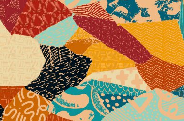 Soyut siyah konturlar, el vektör desen çizdi. Geometrik tarzı Retro soyut desen. Soyut çok renkli geometrik desen.