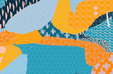 Soyut siyah konturlar, el vektör desen çizdi. Geometrik tarzı Retro soyut desen. Soyut çok renkli geometrik desen.