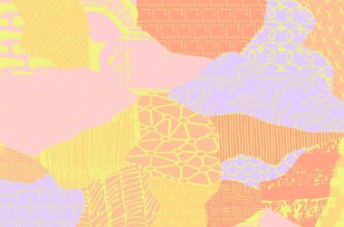 Soyut siyah konturlar, el vektör desen çizdi. Geometrik tarzı Retro soyut desen. Soyut çok renkli geometrik desen.