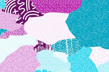 Soyut siyah konturlar, el vektör desen çizdi. Geometrik tarzı Retro soyut desen. Soyut çok renkli geometrik desen.