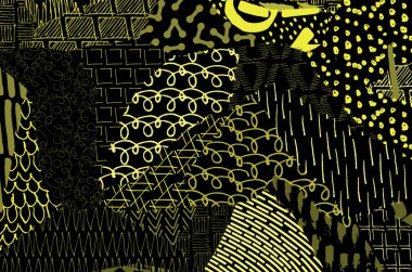 Soyut siyah konturlar, el vektör desen çizdi. Geometrik tarzı Retro soyut desen. Soyut çok renkli geometrik desen.