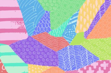 Soyut siyah konturlar, el vektör desen çizdi. Geometrik tarzı Retro soyut desen. Soyut çok renkli geometrik desen.