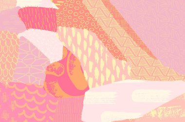 Soyut siyah konturlar, el vektör desen çizdi. Geometrik tarzı Retro soyut desen. Soyut çok renkli geometrik desen.