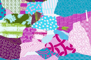 Soyut siyah konturlar, el vektör desen çizdi. Geometrik tarzı Retro soyut desen. Soyut çok renkli geometrik desen.