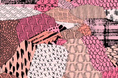 Soyut siyah konturlar, el vektör desen çizdi. Geometrik tarzı Retro soyut desen. Soyut çok renkli geometrik desen.