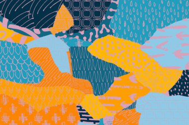 Soyut siyah konturlar, el vektör desen çizdi. Geometrik tarzı Retro soyut desen. Soyut çok renkli geometrik desen.