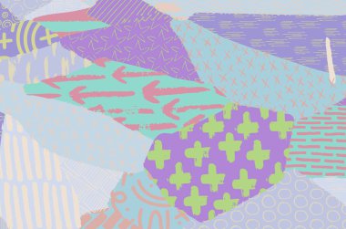 Soyut siyah konturlar, el vektör desen çizdi. Geometrik tarzı Retro soyut desen. Soyut çok renkli geometrik desen.