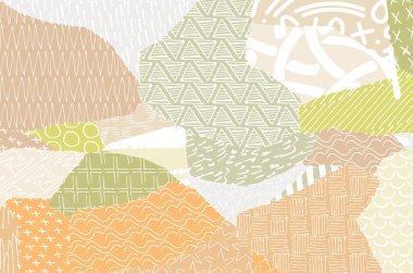 Soyut siyah konturlar, el vektör desen çizdi. Geometrik tarzı Retro soyut desen. Soyut çok renkli geometrik desen.