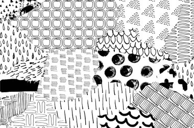 Soyut siyah konturlar, el vektör desen çizdi. Geometrik tarzı Retro soyut desen. Soyut çok renkli geometrik desen.