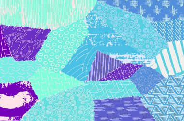 Soyut siyah konturlar, el vektör desen çizdi. Geometrik tarzı Retro soyut desen. Soyut çok renkli geometrik desen.