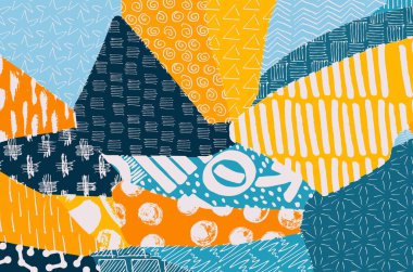 Soyut siyah konturlar, el vektör desen çizdi. Geometrik tarzı Retro soyut desen. Soyut çok renkli geometrik desen.