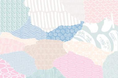 Soyut siyah konturlar, el vektör desen çizdi. Geometrik tarzı Retro soyut desen. Soyut çok renkli geometrik desen.