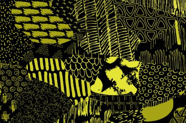 Soyut siyah konturlar, el vektör desen çizdi. Geometrik tarzı Retro soyut desen. Soyut çok renkli geometrik desen.