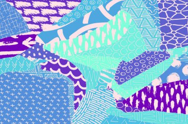 Soyut siyah konturlar, el vektör desen çizdi. Geometrik tarzı Retro soyut desen. Soyut çok renkli geometrik desen.