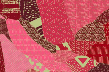 Soyut siyah konturlar, el vektör desen çizdi. Geometrik tarzı Retro soyut desen. Soyut çok renkli geometrik desen.