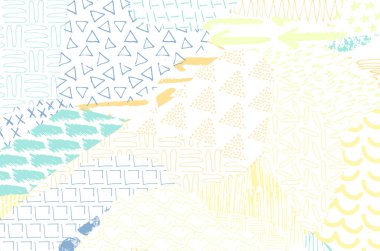 Soyut siyah konturlar, el vektör desen çizdi. Geometrik tarzı Retro soyut desen. Soyut çok renkli geometrik desen.