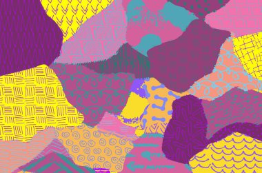 Soyut siyah konturlar, el vektör desen çizdi. Geometrik tarzı Retro soyut desen. Soyut çok renkli geometrik desen.