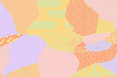 Soyut siyah konturlar, el vektör desen çizdi. Geometrik tarzı Retro soyut desen. Soyut çok renkli geometrik desen.