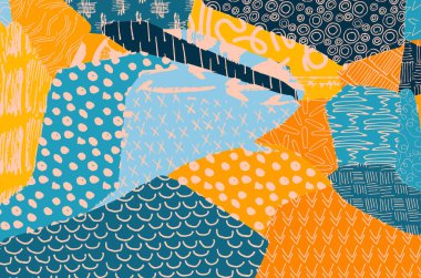 Soyut siyah konturlar, el vektör desen çizdi. Geometrik tarzı Retro soyut desen. Soyut çok renkli geometrik desen.